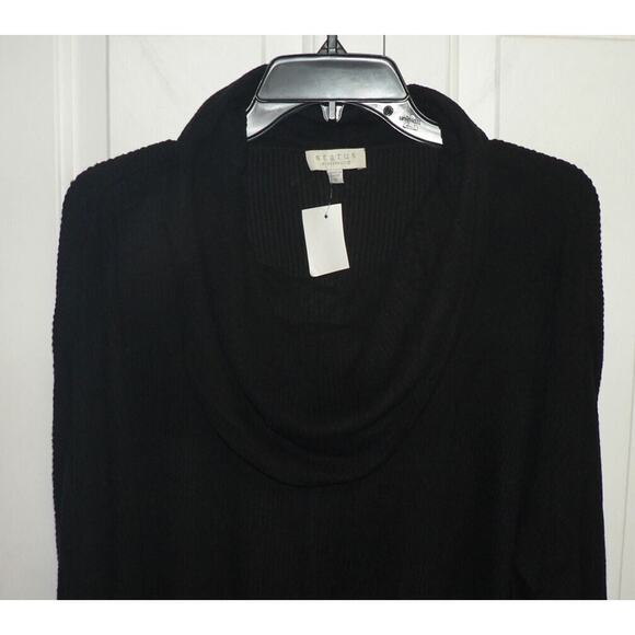 Status by Chenault Seam Front Cowl Neck Rib Knit Tunic Top in Black Medium $45 - Picture 3 of 4